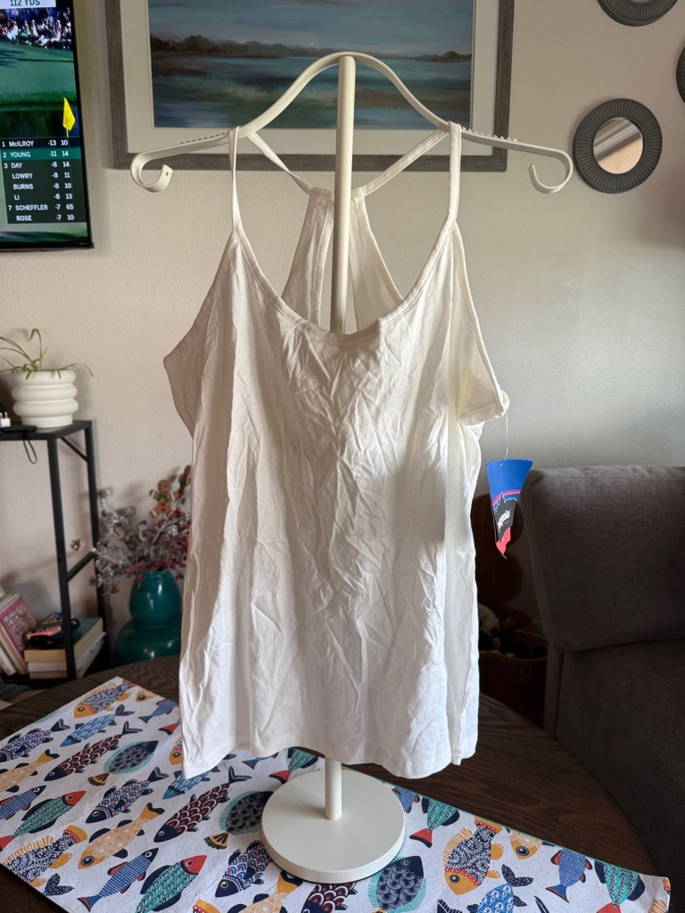 Patagonia White Strappy Cold-Shoulder Tank